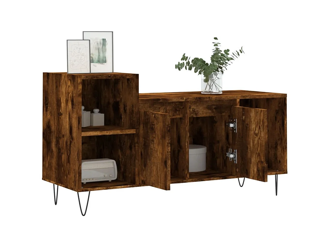 Meuble TV Chêne fumé 100x35x55 Bois d'ingénierie