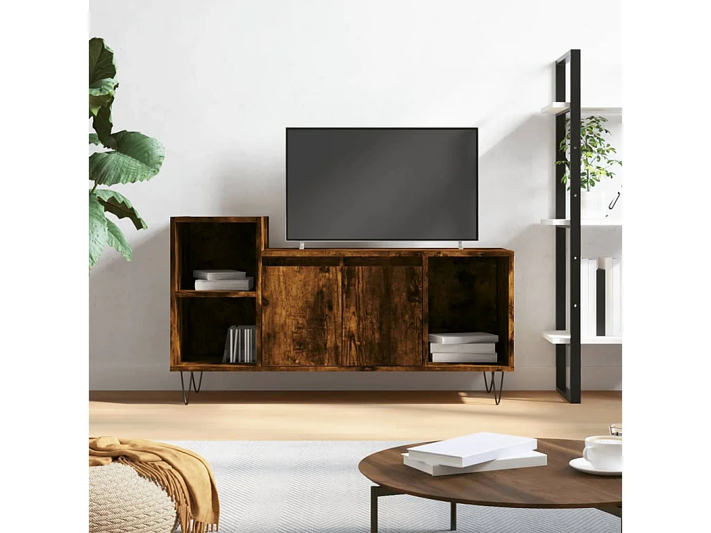 Meuble TV Chêne fumé 100x35x55 Bois d'ingénierie