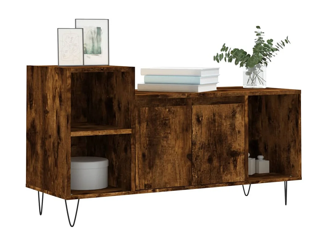 Meuble TV Chêne fumé 100x35x55 Bois d'ingénierie