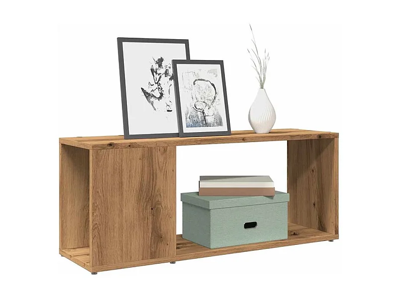 Meuble TV chêne artisanal 80x24x32 bois d'ingénierie