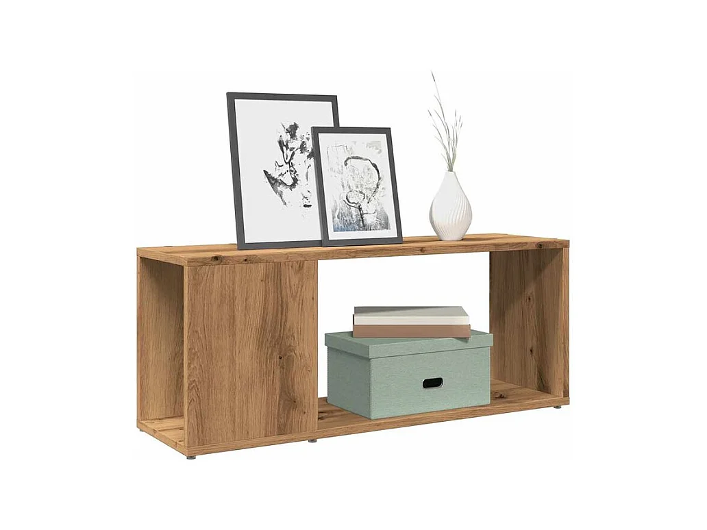Meuble TV chêne artisanal 80x24x32 bois d'ingénierie