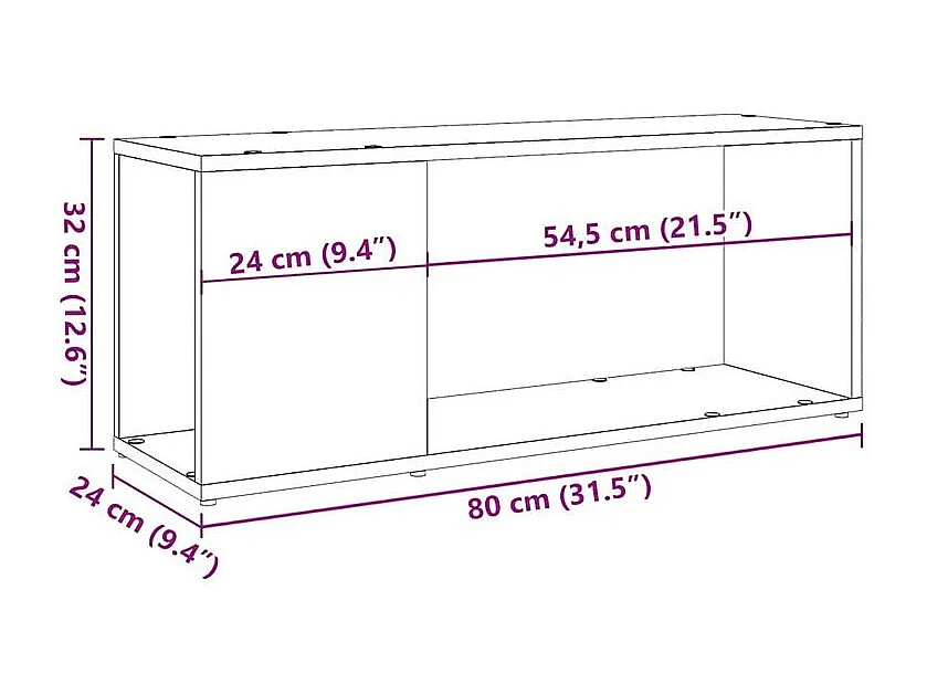 Meuble TV chêne artisanal 80x24x32 bois d'ingénierie