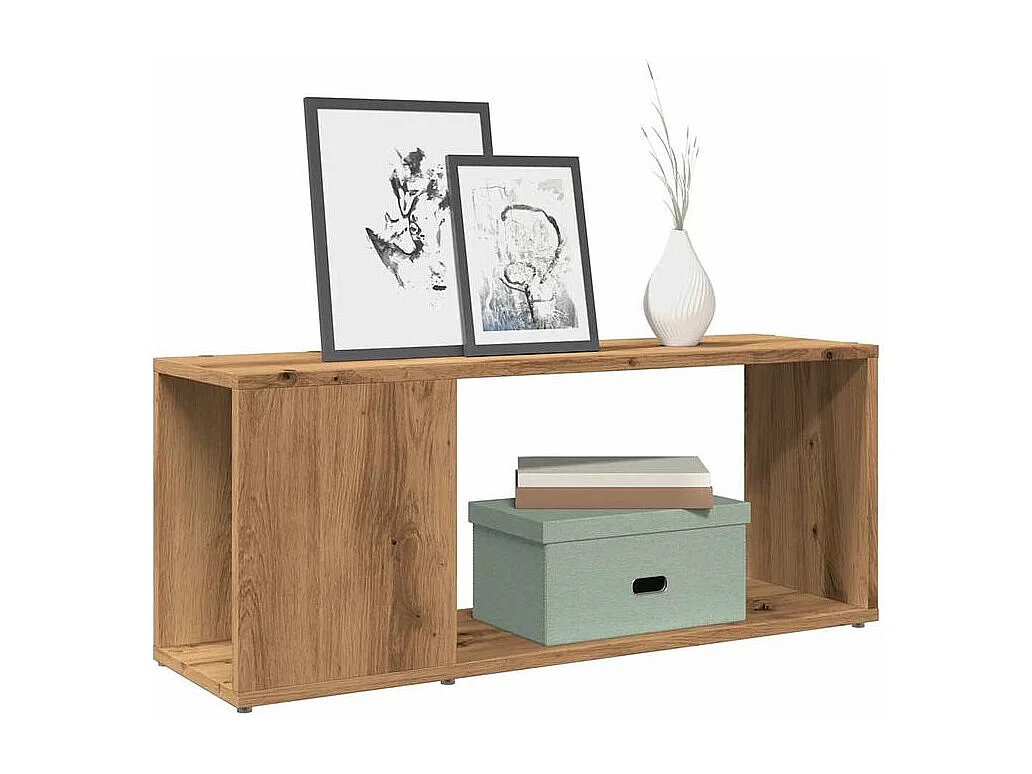 Meuble TV chêne artisanal 80x24x32 bois d'ingénierie