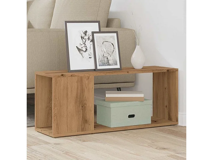 Meuble TV chêne artisanal 80x24x32 bois d'ingénierie