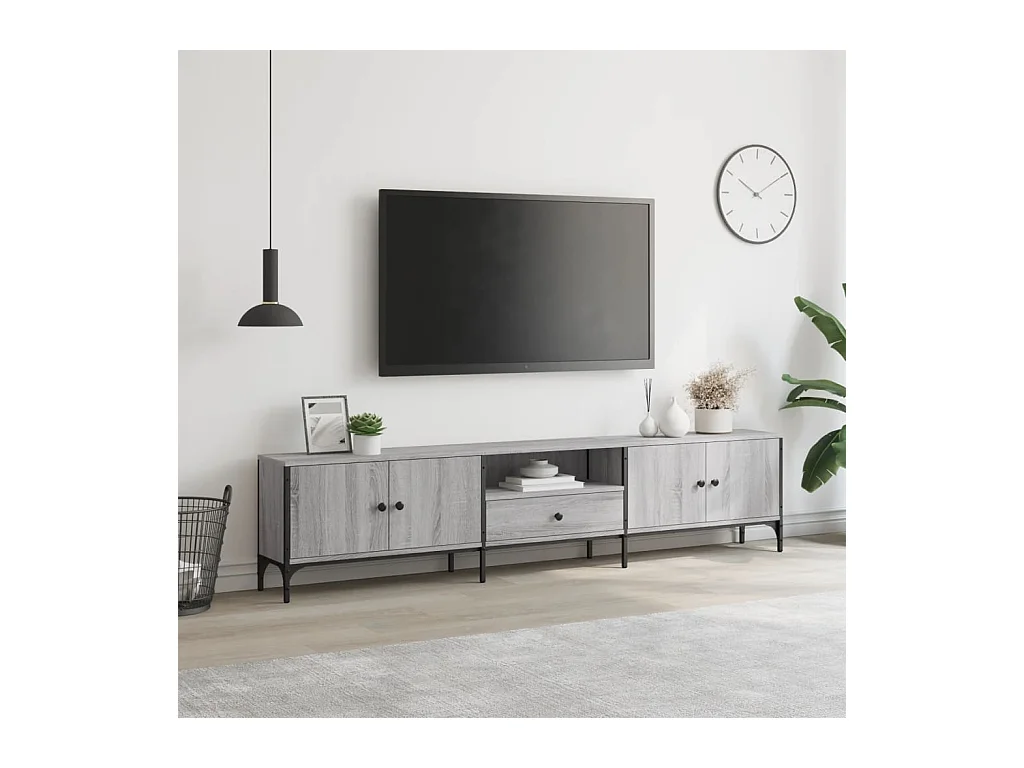 Meuble TV à tiroir sonoma gris 200x25x44 bois d'ingénierie