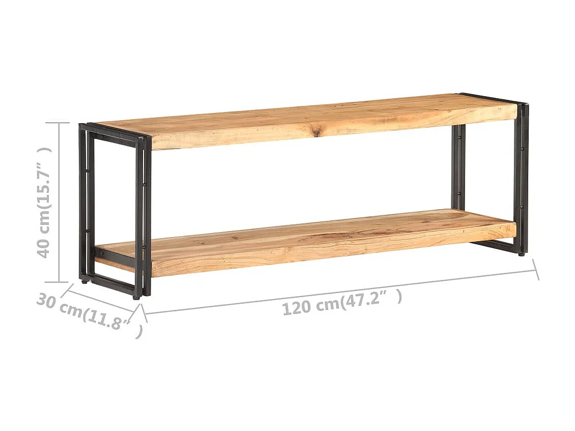 Meuble TV 120x30x40 Bois d'acacia massif 2