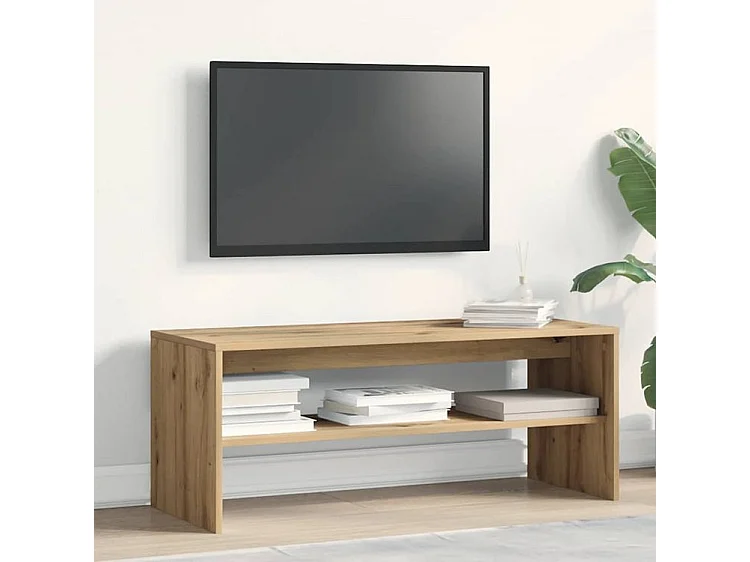 Meuble TV chêne artisanal 100x40x40 bois d'ingénierie