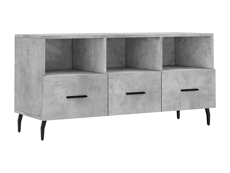 Meuble TV gris béton 102x36x50 bois d'ingénierie