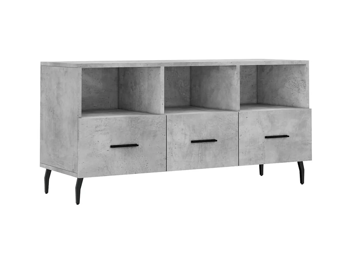 Meuble TV gris béton 102x36x50 bois d'ingénierie