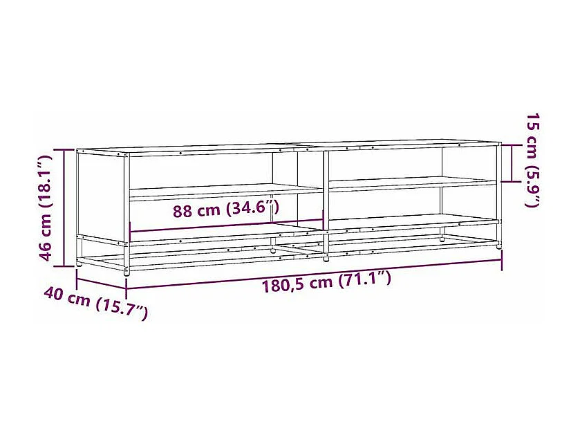 Meuble TV chêne sonoma 180,5x40x46 bois d'ingénierie