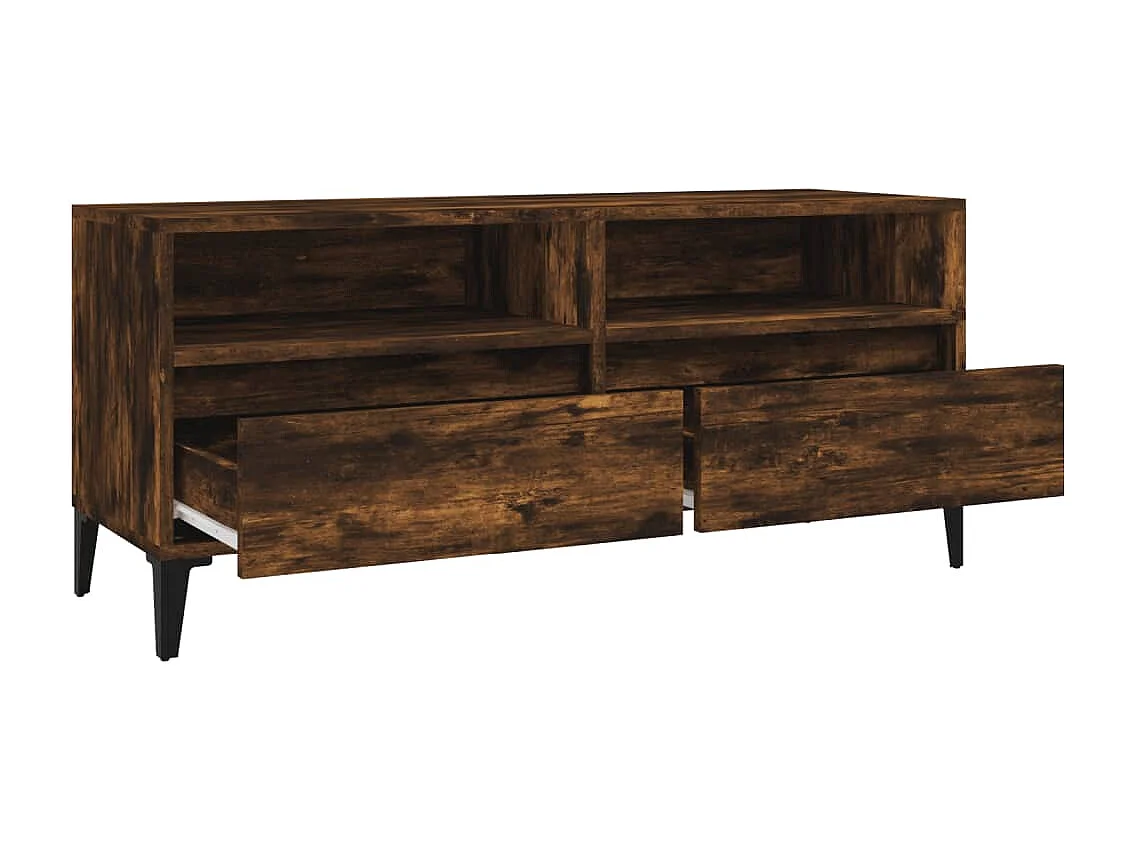 Meuble TV chêne fumé 100x34,5x44,5 bois d'ingénierie