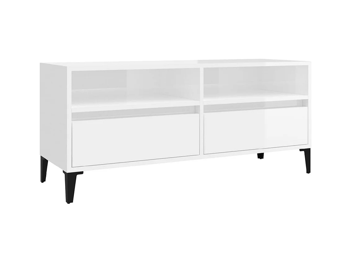 Meuble TV blanc brillant 100x34,5x44,5 bois d'ingénierie
