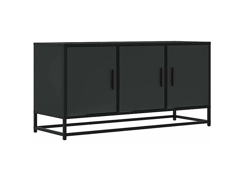 Meuble TV noir 100x35x50 bois d'ingénierie et métal