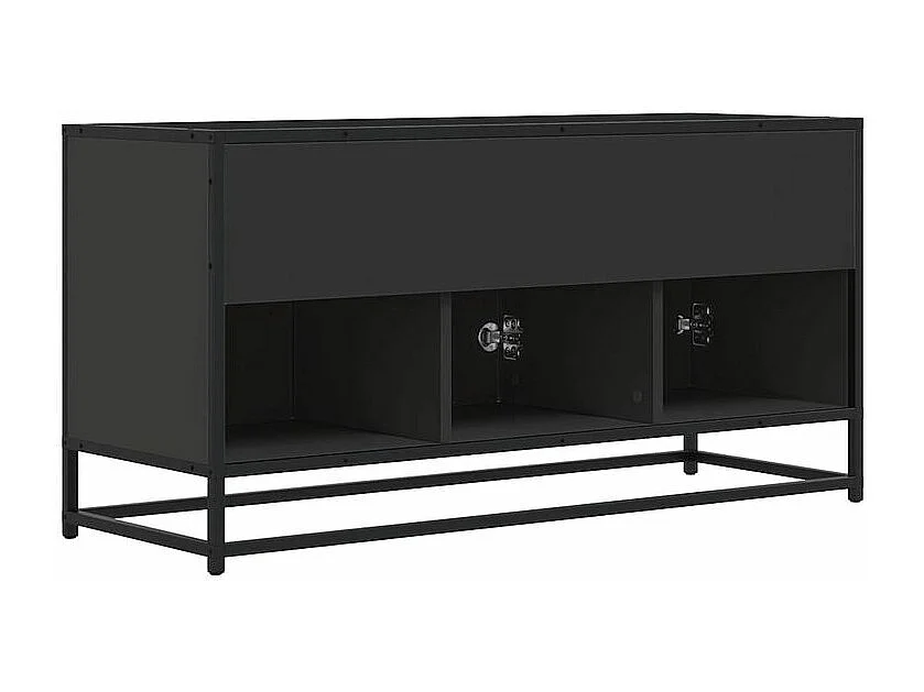 Meuble TV noir 100x35x50 bois d'ingénierie et métal