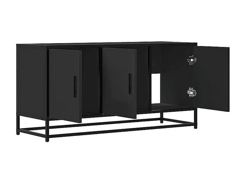 Meuble TV noir 100x35x50 bois d'ingénierie et métal
