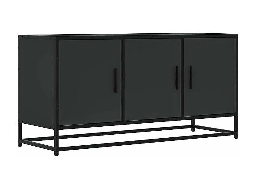 Meuble TV noir 100x35x50 bois d'ingénierie et métal