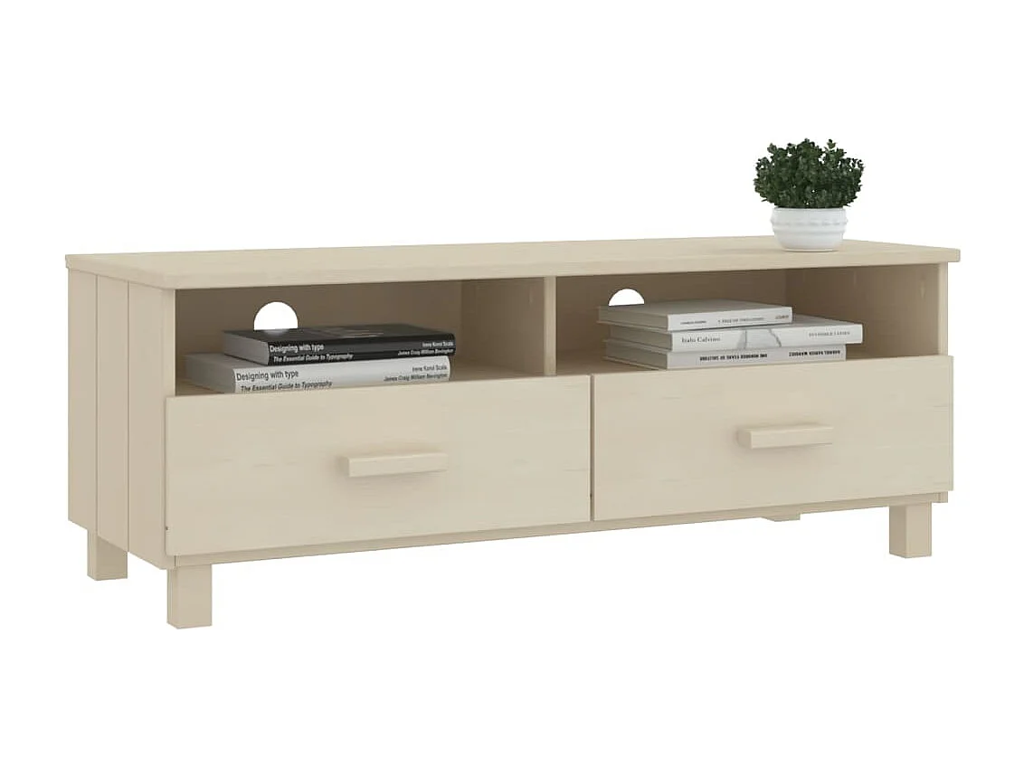 Meuble TV HAMAR Marron miel 106x40x40 Bois massif de pin