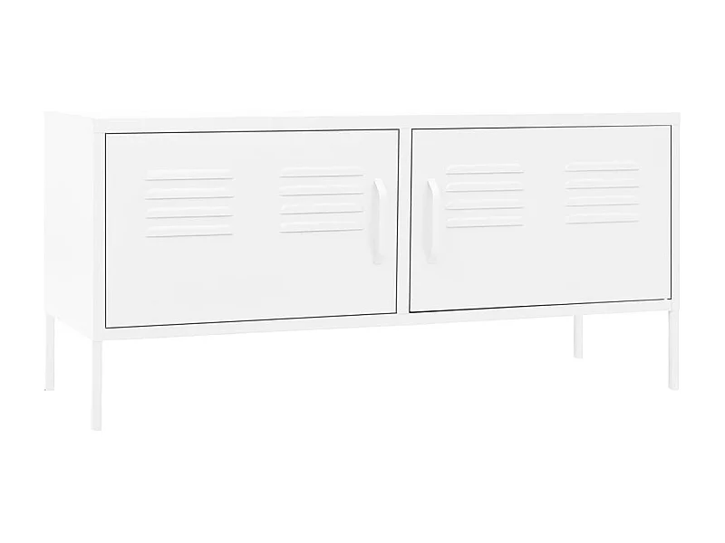 Meuble TV Blanc 105x35x50 Acier