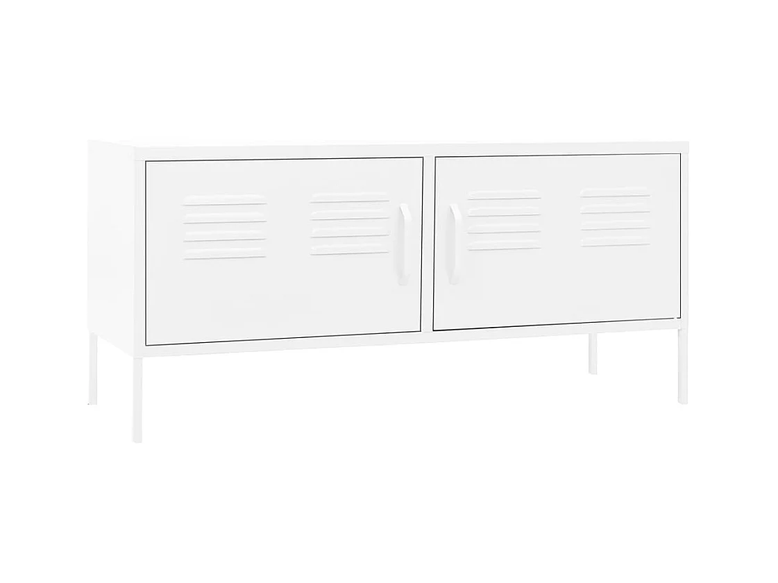 Meuble TV Blanc 105x35x50 Acier