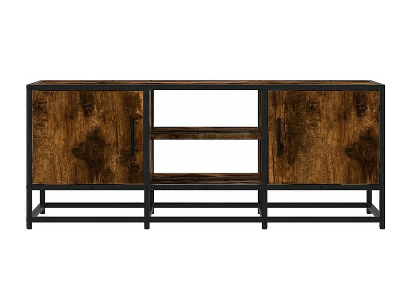 Meuble TV chêne fumé 100x35x41 bois d'ingénierie et métal
