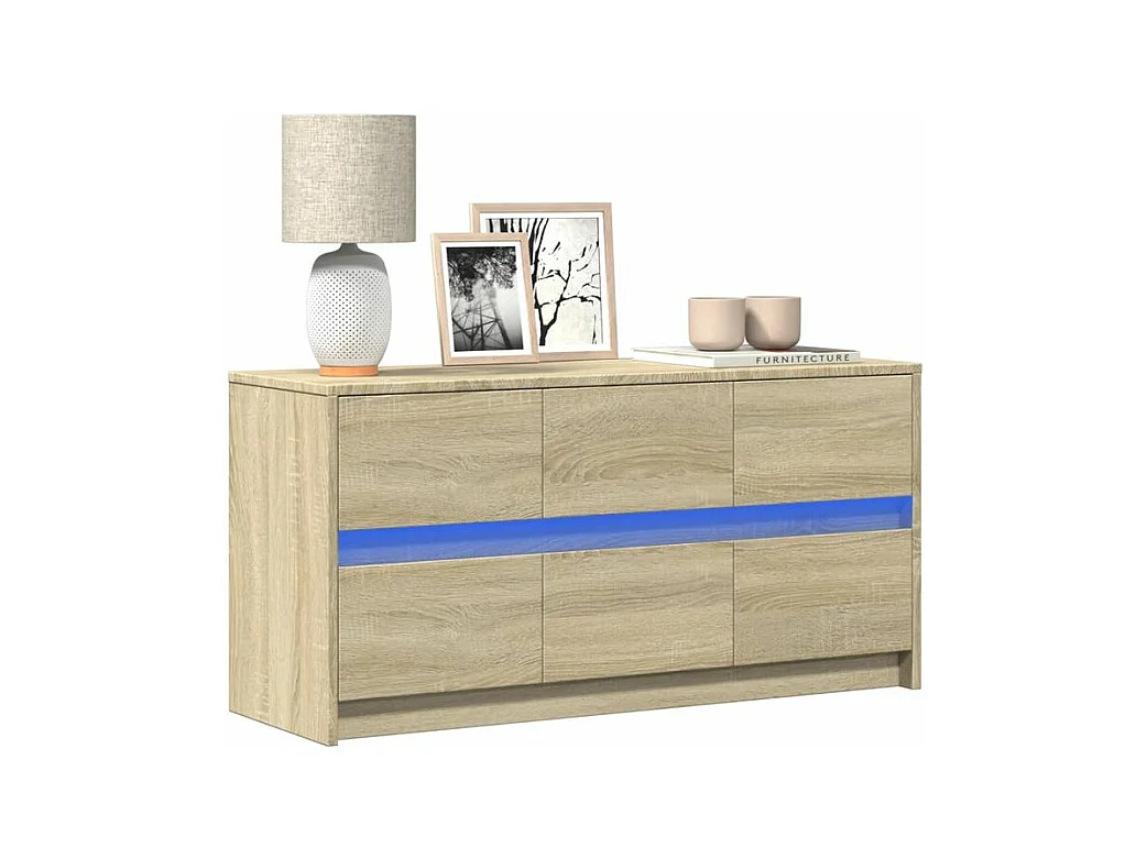 Meuble TV avec LED chêne sonoma 100x34x50 bois d'ingénierie