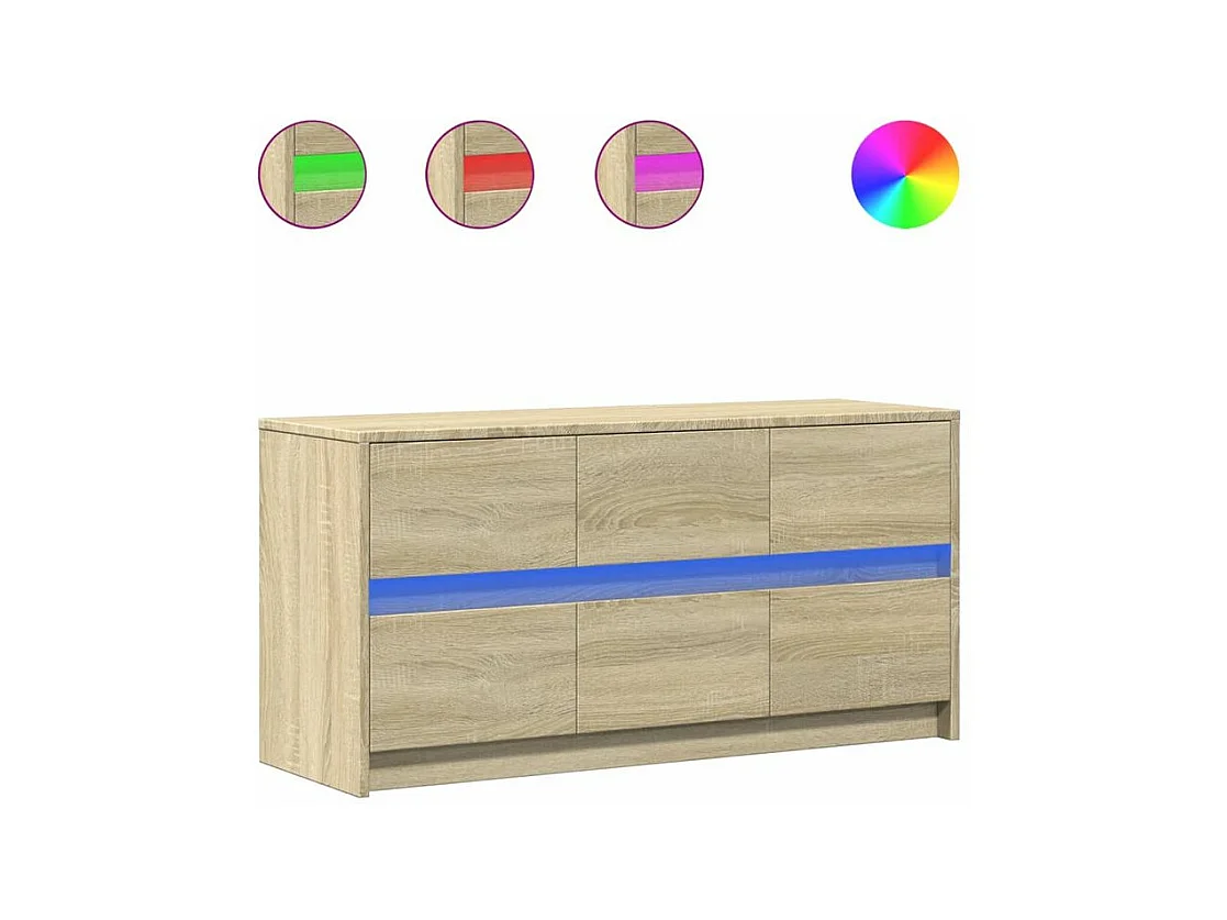 Meuble TV avec LED chêne sonoma 100x34x50 bois d'ingénierie