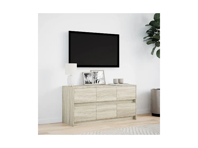 Meuble TV avec LED chêne sonoma 100x34x50 bois d'ingénierie