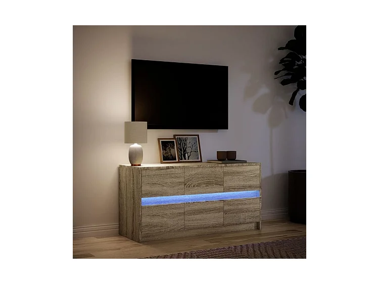 Meuble TV avec LED chêne sonoma 100x34x50 bois d'ingénierie