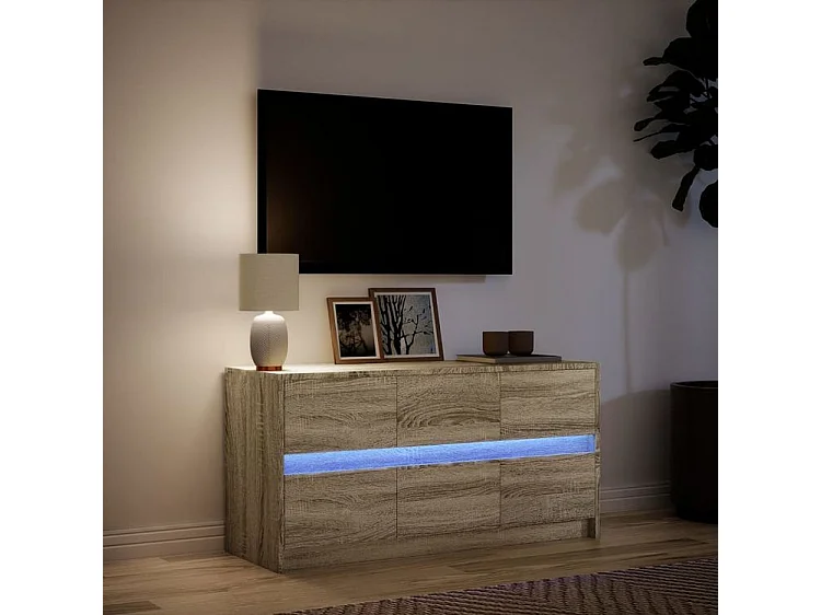 Meuble TV avec LED chêne sonoma 100x34x50 bois d'ingénierie