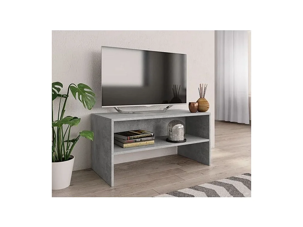 Meuble TV bois gris effet béton Thela 80cm