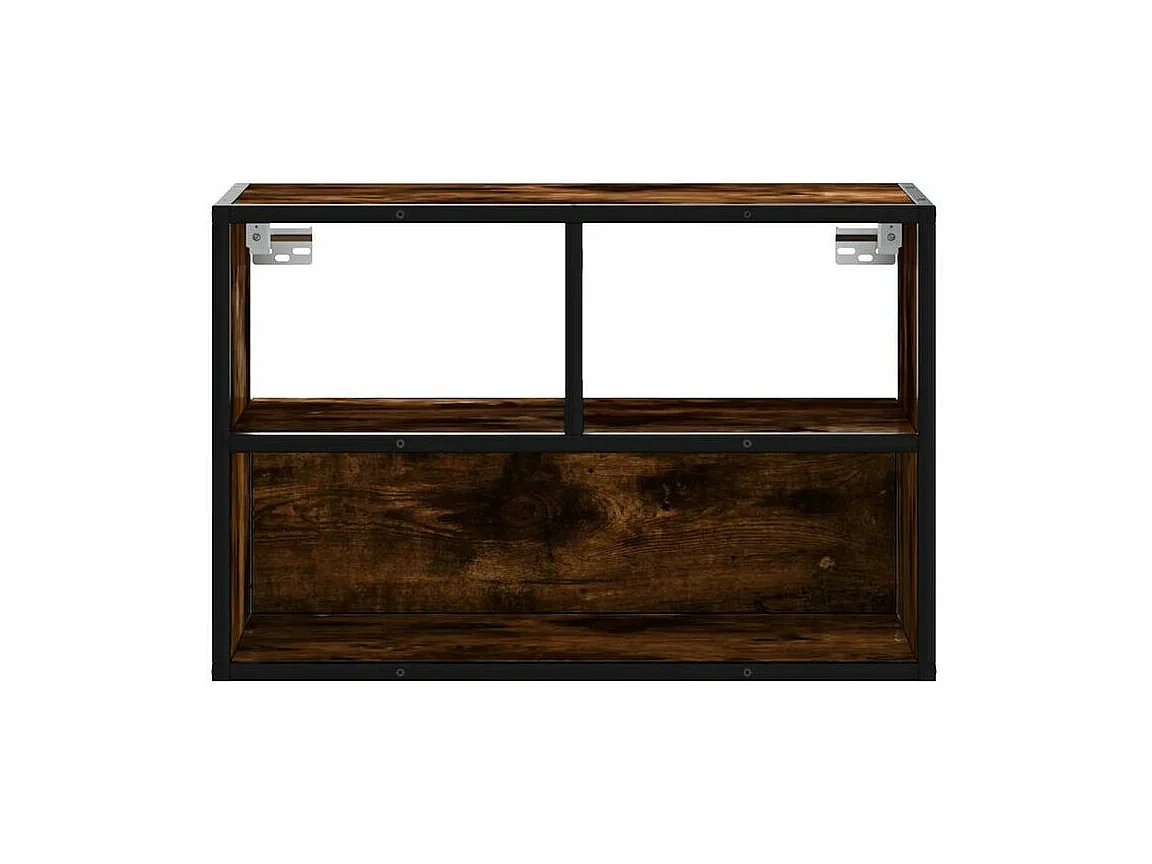 Meuble TV chêne fumé 60x31x39,5 bois d'ingénierie et métal