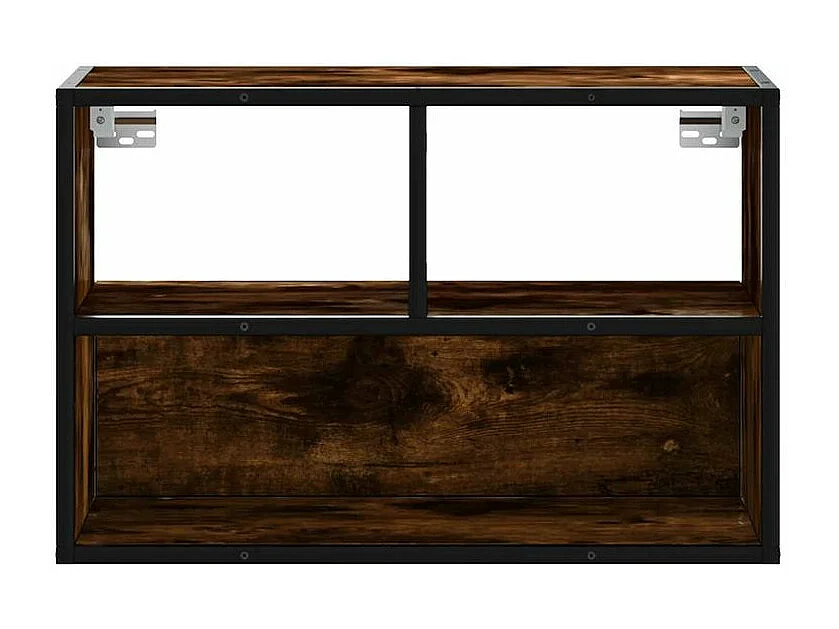 Meuble TV chêne fumé 60x31x39,5 bois d'ingénierie et métal