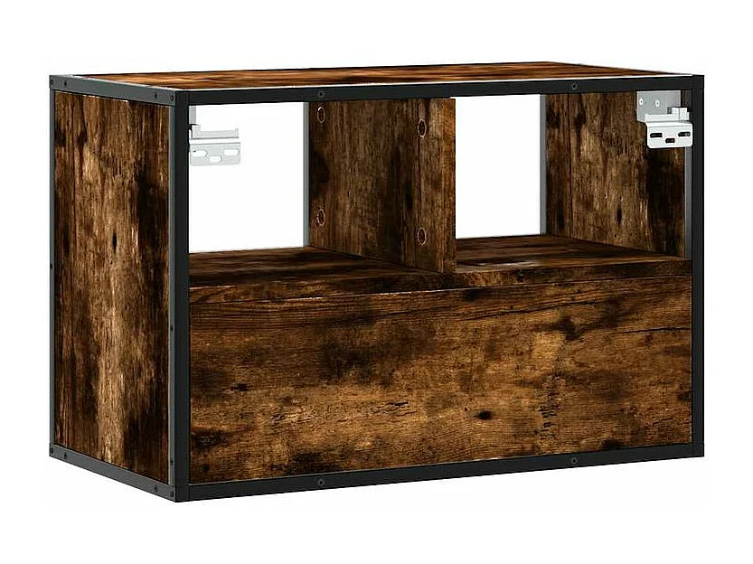 Meuble TV chêne fumé 60x31x39,5 bois d'ingénierie et métal