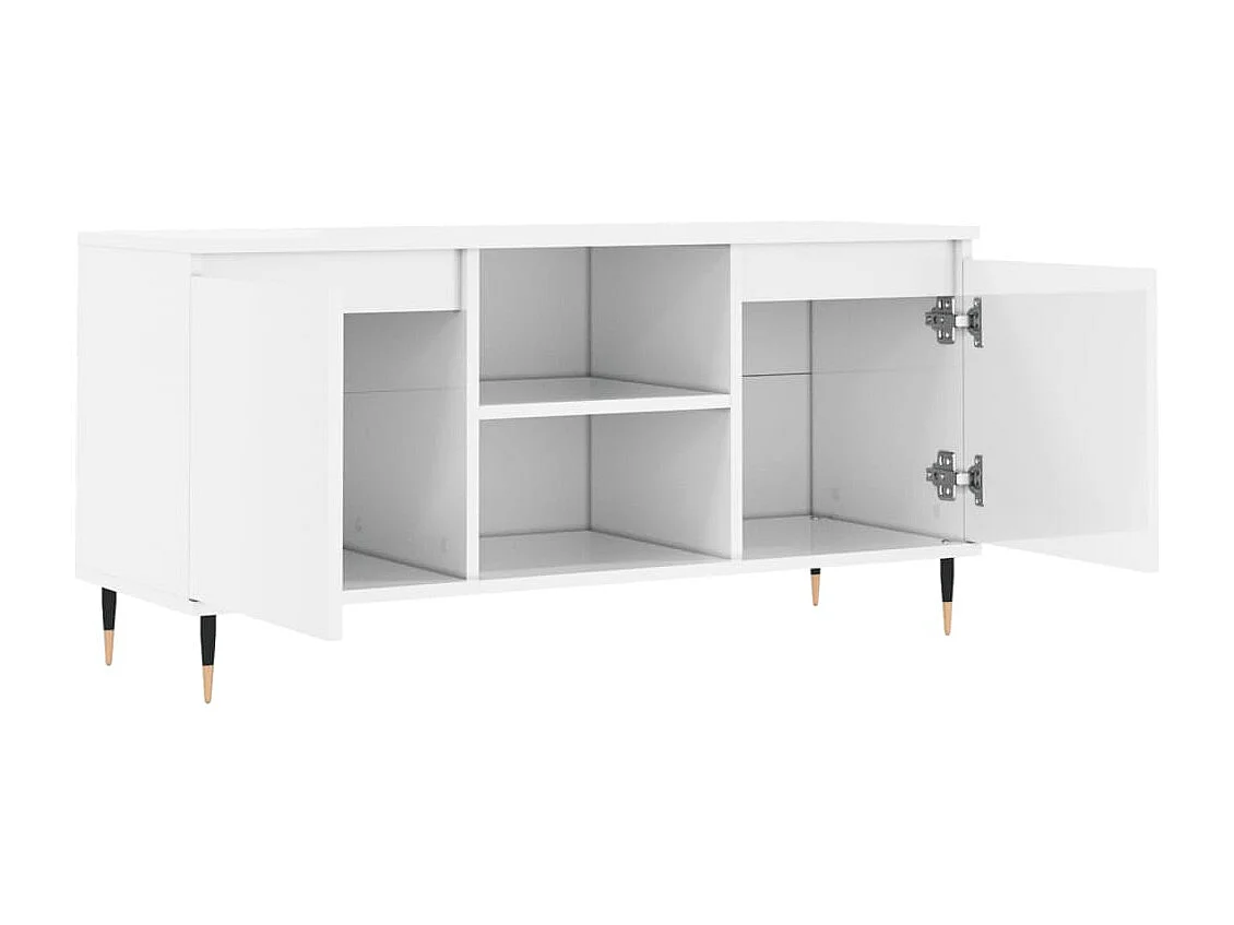 Meuble TV blanc brillant 104x35x50 bois d'ingénierie