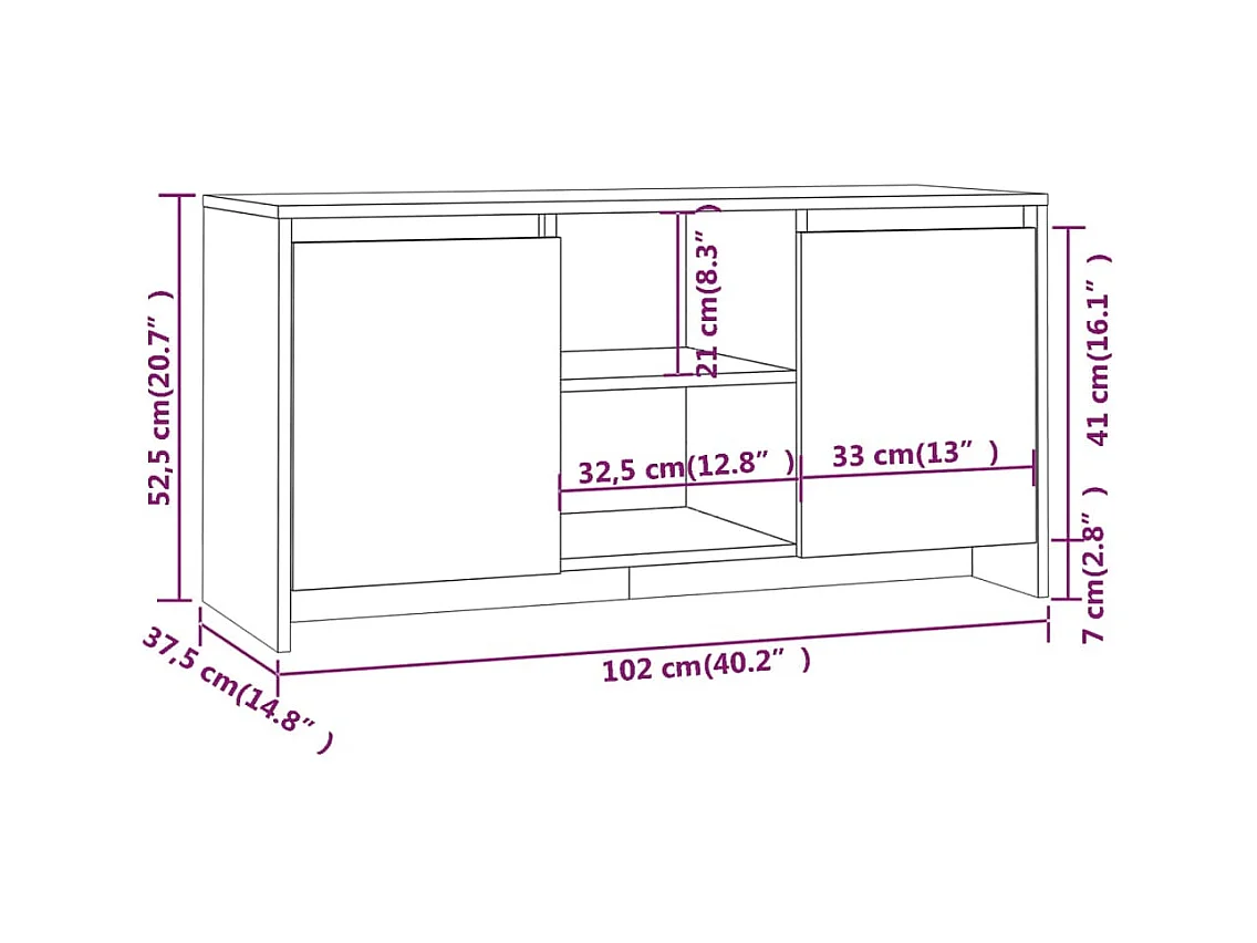Meuble TV Gris béton 102x37,5x52,5