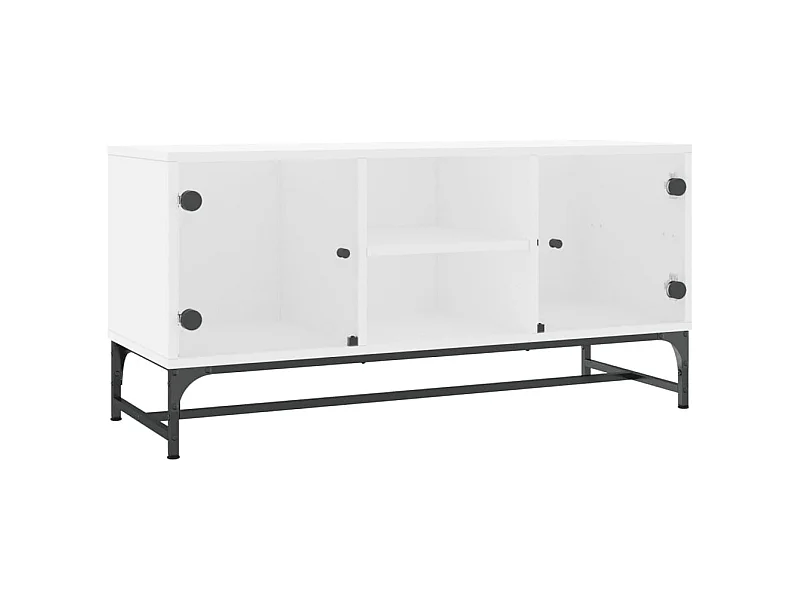 Meuble TV avec portes en verre blanc 102x37x50