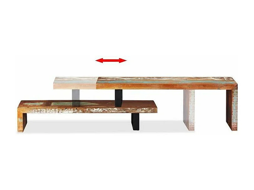 Meuble TV modulaire bois massif recyclé et métal noir Bousty