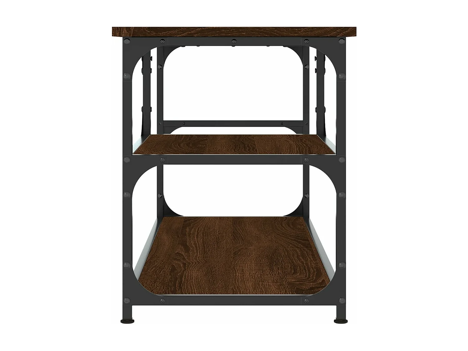 Meuble TV chêne marron 103x38x46,5 bois d'ingénierie et acier