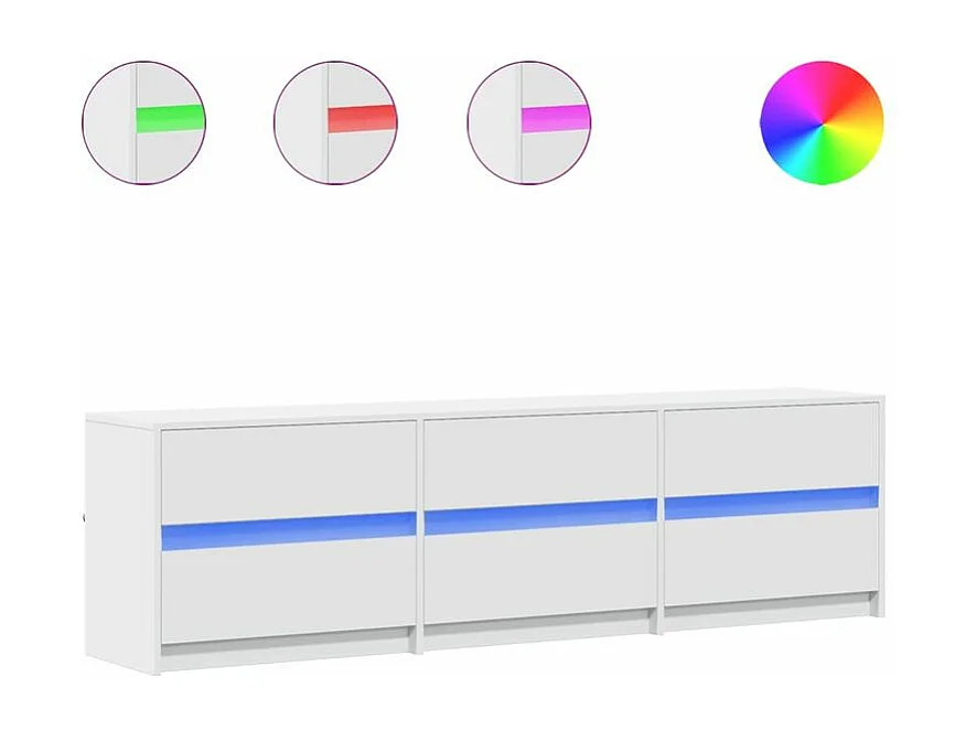 Meuble TV avec LED blanc 180x34x50 bois d'ingénierie