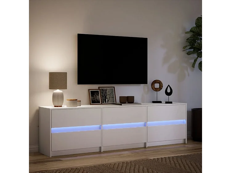 Meuble TV avec LED blanc 180x34x50 bois d'ingénierie