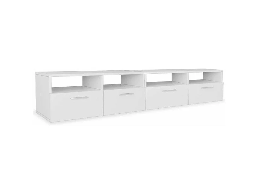 Meuble TV 4 portes 4 niches bois blanc Chickie L190xH36xP35
