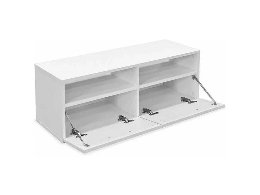 Meuble TV 4 portes 4 niches bois blanc Chickie L190xH36xP35