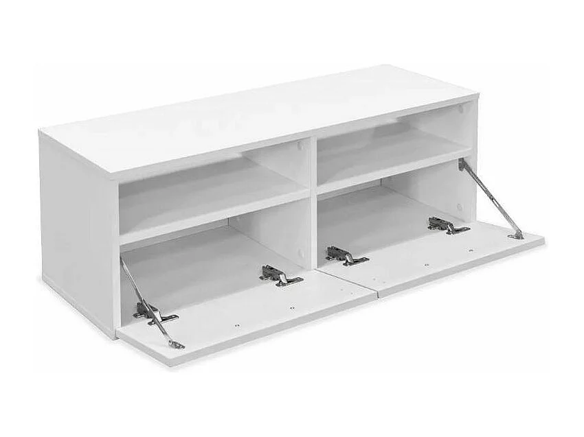 Meuble TV 4 portes 4 niches bois blanc Chickie L190xH36xP35