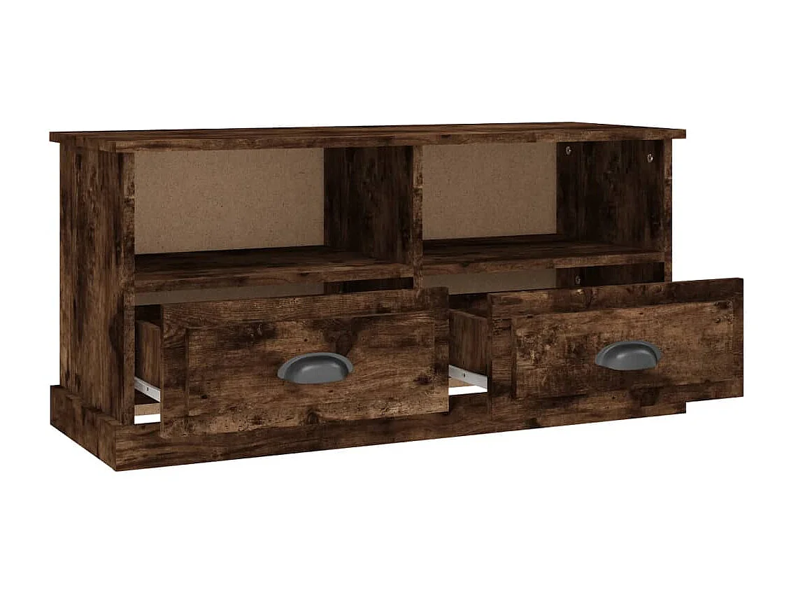 Meuble TV chêne fumé 93x35,5x45 bois d'ingénierie