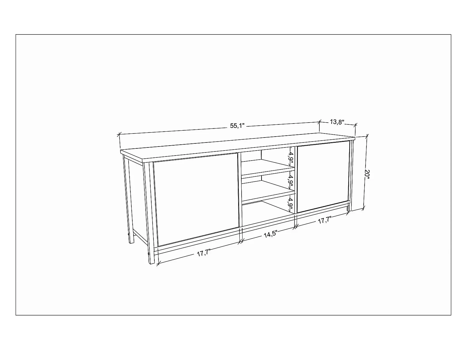 Industriële tv-kast, zwart en antraciet, 140 x 35,3 x 50,8 cm | 100% melamine gecoate spaanplaat, 18 mm dik | Stijlvol en duurzaam voor moderne woonkamers