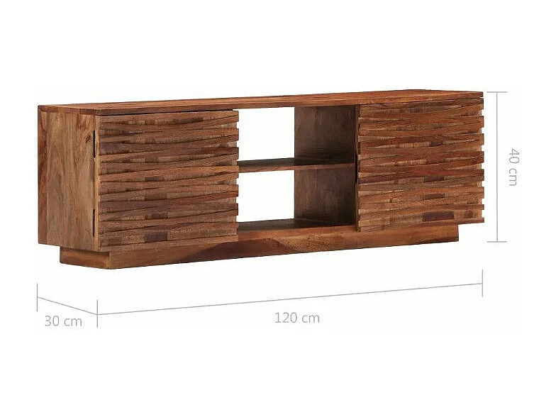 Meuble TV 2 portes sesham massif foncé Pitsee