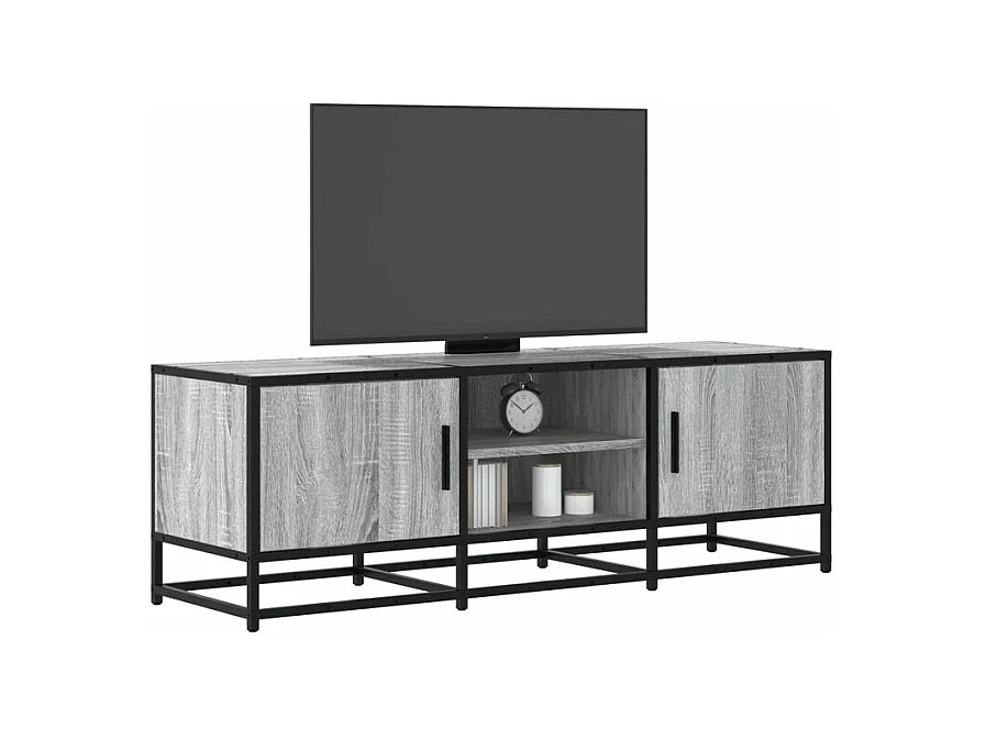 Meuble TV sonoma gris 120x35x41 bois d'ingénierie et métal