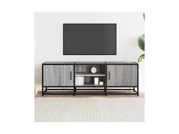 Meuble TV sonoma gris 120x35x41 bois d'ingénierie et métal