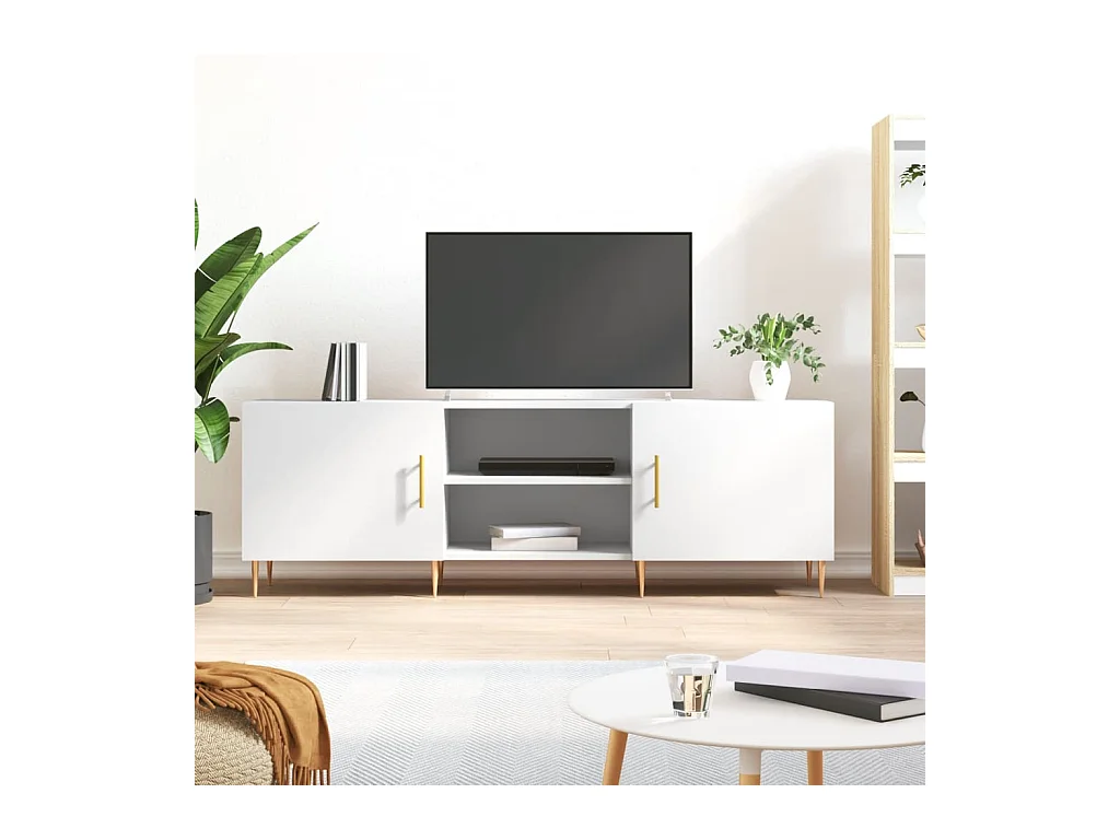 Meuble TV blanc 150x30x50 bois d'ingénierie