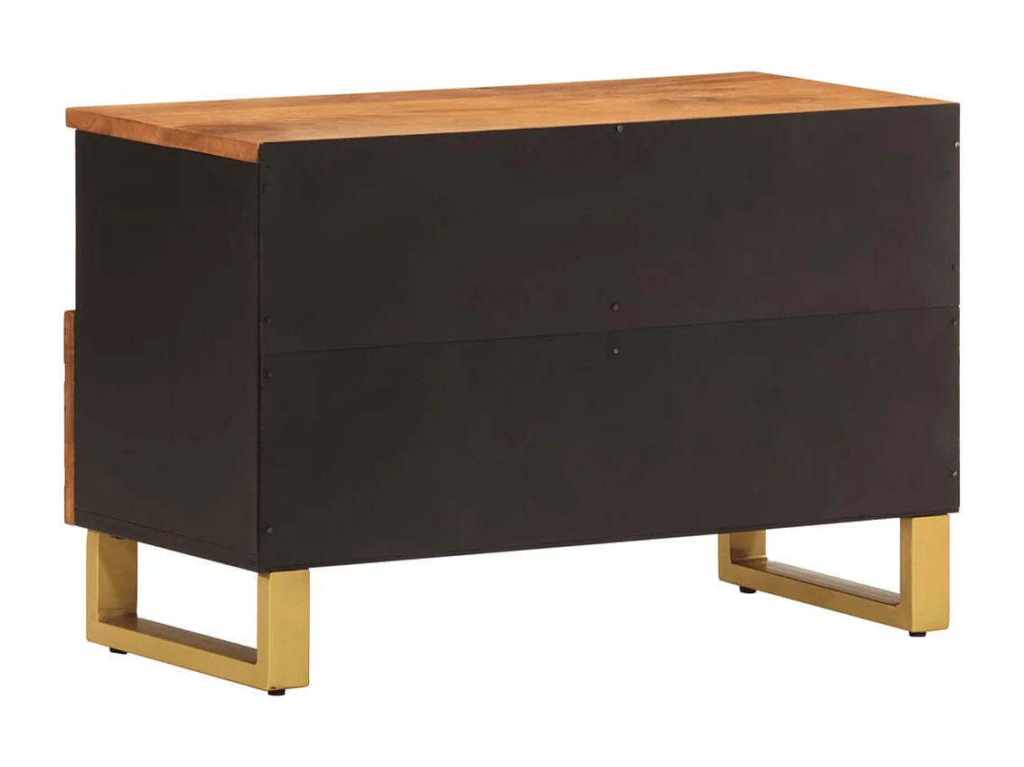 Meuble TV marron et noir 70x33,5x46 bois massif de manguier